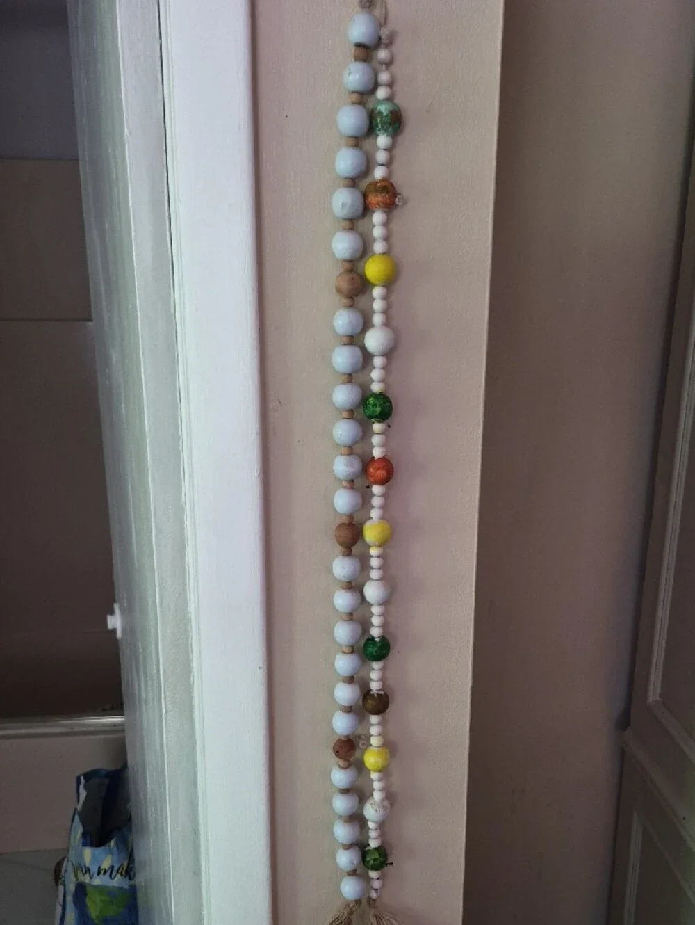 Handcrafted Multi Colored Wooden Beaded Garland  Tassel Decor